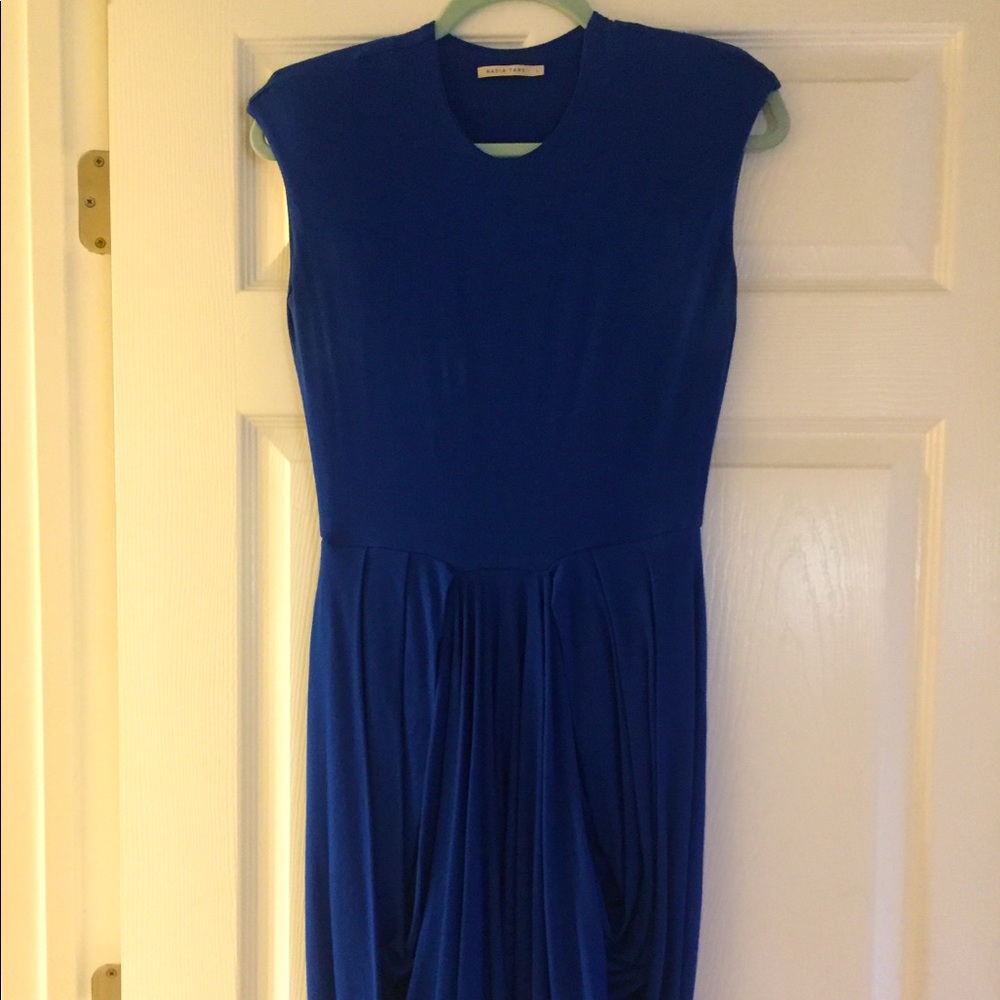Nadia Tarr Royal Blue Pleated Dress Size Large